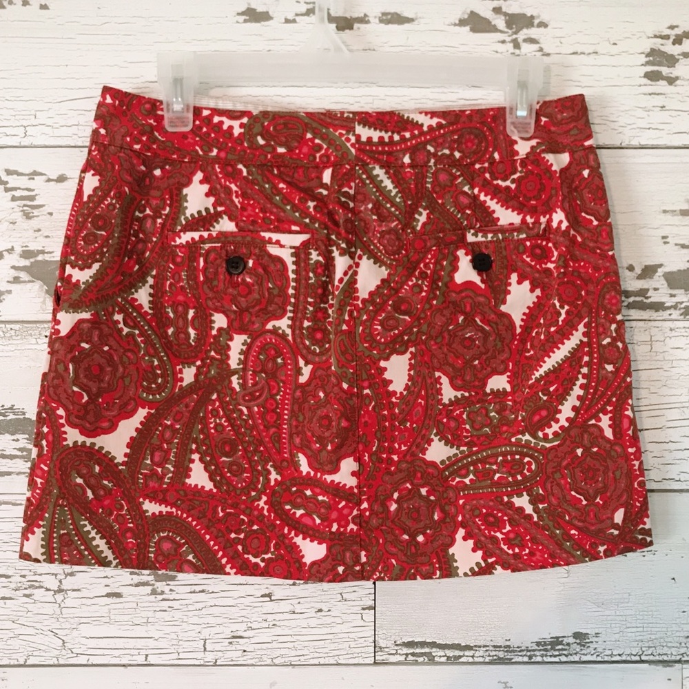 J. Crew paisley mini skirt size 4 red - Picture 2 of 6